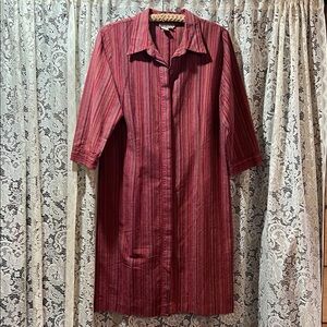 The Territory Ahead Striped Red Button-Up Dress Size 10